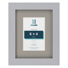 Silver 9 x 7 inch picture frame with a Dawn Grey mount for a 6 x 4 inch photo
