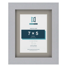 Silver 9 x 7 inch picture frame with a Dawn Grey mount for a 7 x 5 inch photo