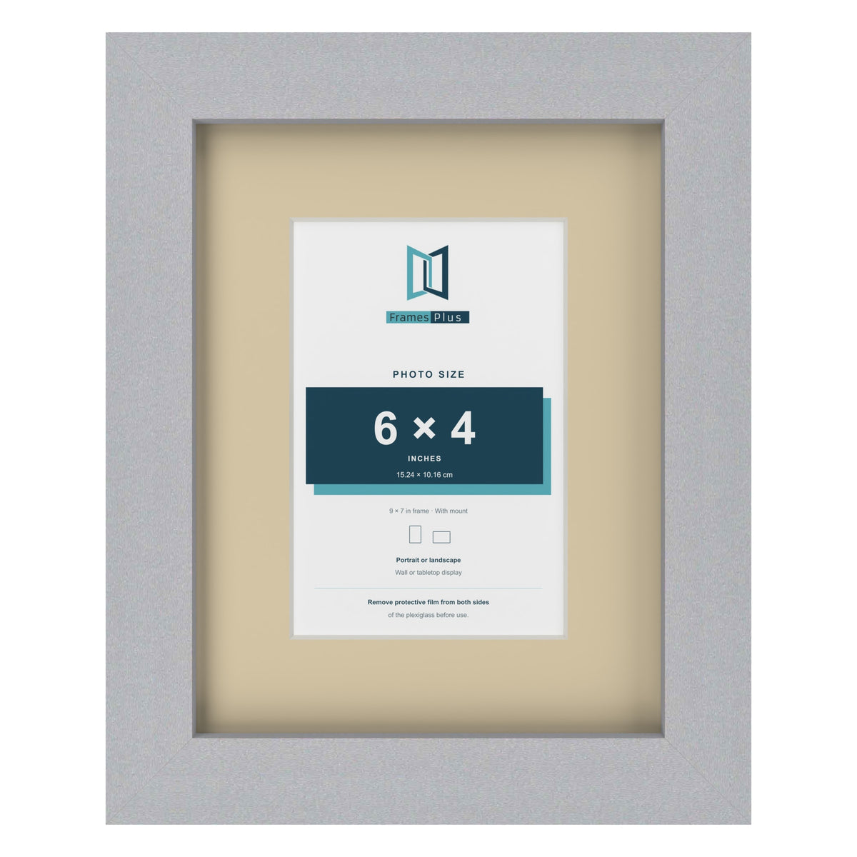 Silver 9 x 7 inch picture frame with an ivory mount for a 6 x 4 inch photo