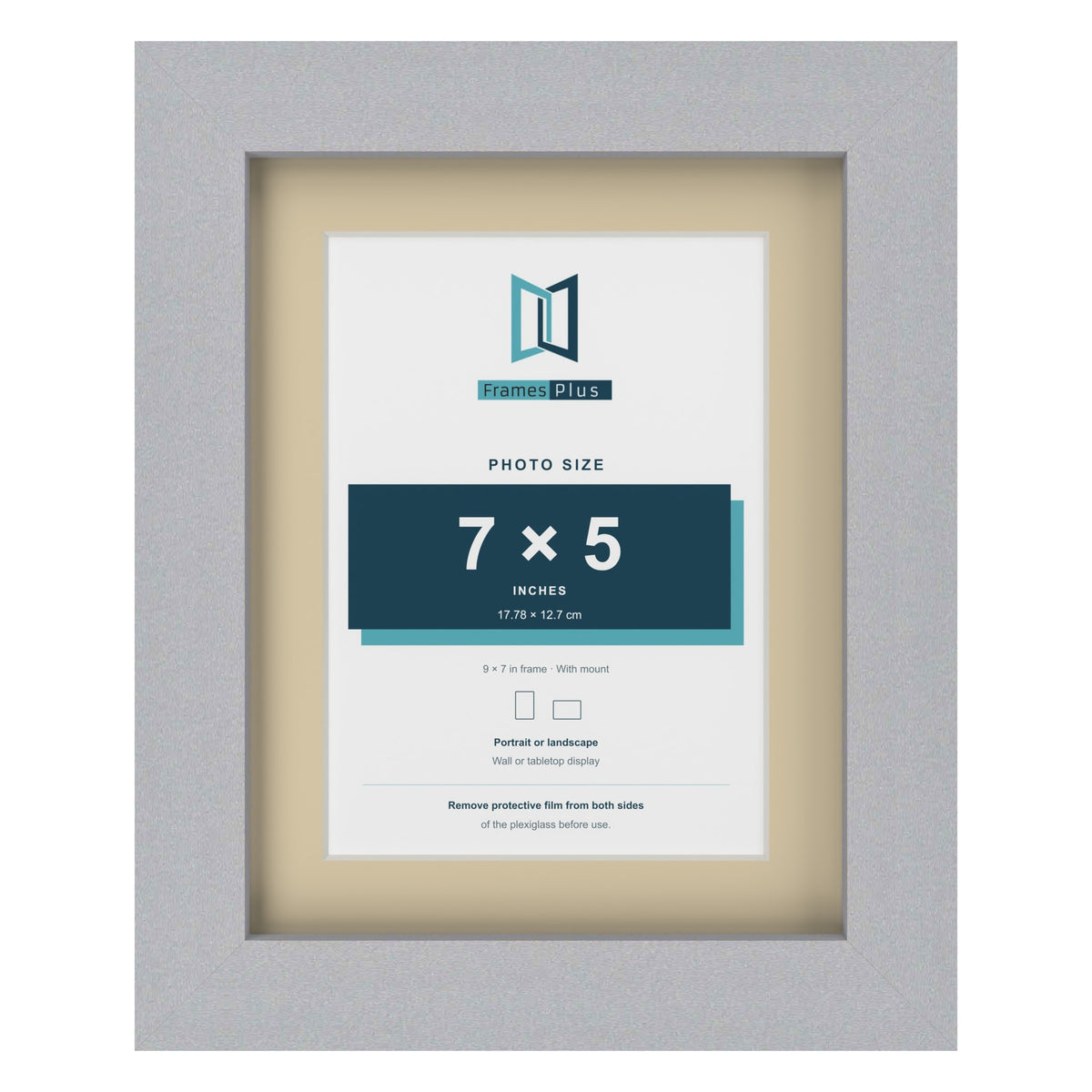 Silver 9 x 7 inch picture frame with an ivory mount for a 7 x 5 inch photo