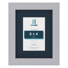 Silver 9 x 7 inch picture frame with a Pacific Blue mount for a 6 x 4 inch photo