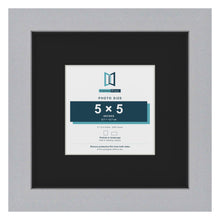 Silver 9 x 9 inch picture frame with a black mount for a 5 x 5 inch photo