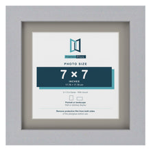 Silver 9 x 9 inch picture frame with a Dawn Grey mount for a 7 x 7 inch photo