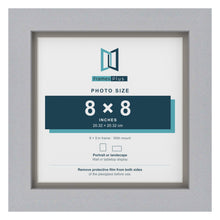 Silver 9 x 9 inch picture frame with a Dawn Grey mount for an 8 x 8 inch photo