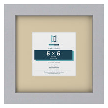 Silver 9 x 9 inch picture frame with an ivory mount for a 5 x 5 inch photo