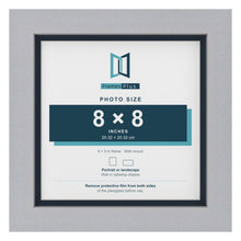 Silver 9 x 9 inch picture frame with a Pacific Blue mount for an 8 x 8 inch photo