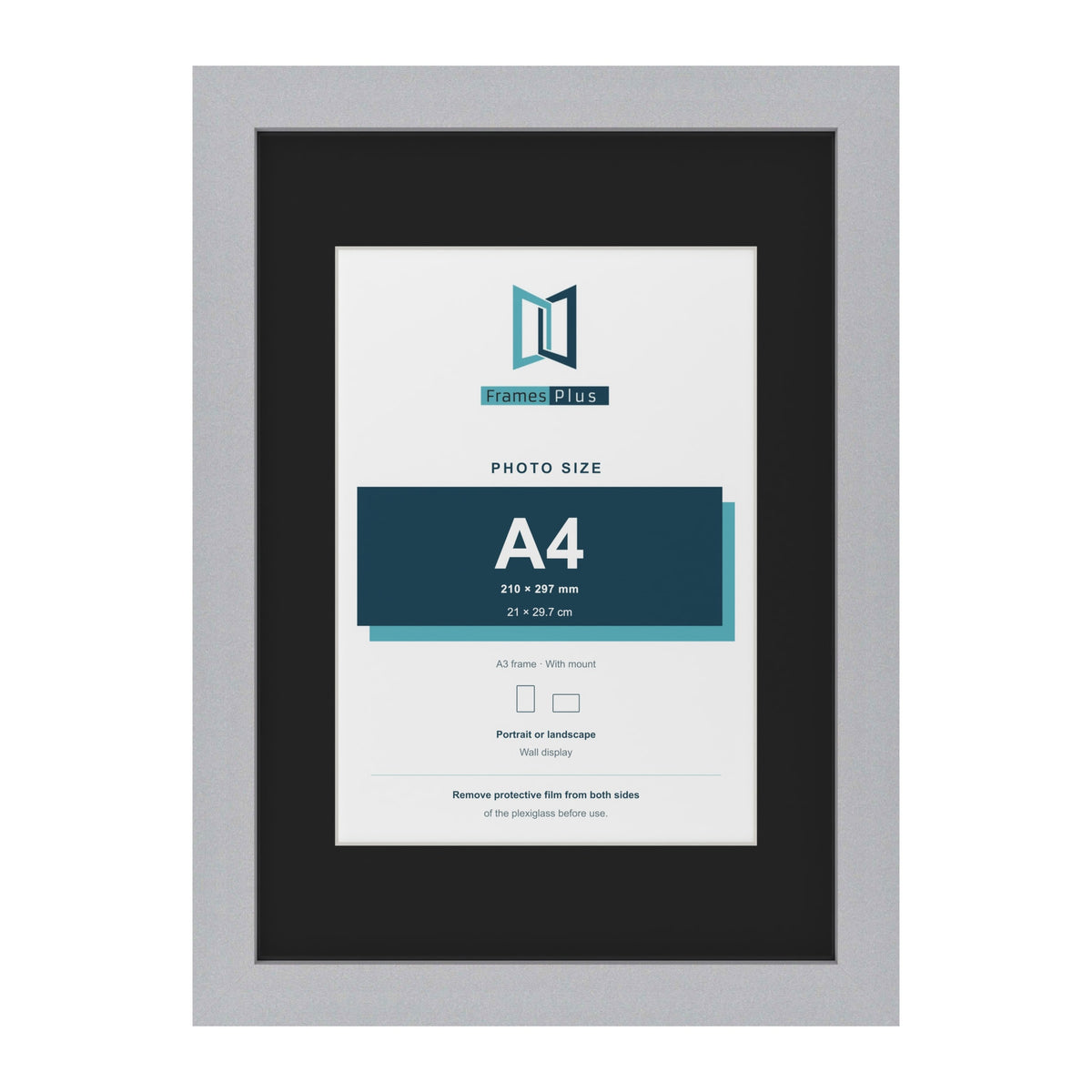 Silver A3 picture frame with a black mount for an A4 photo