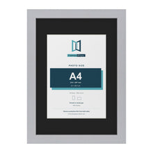 Silver A3 picture frame with a black mount for an A4 photo