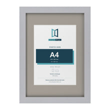 Silver A3 picture frame with a Dawn Grey mount for an A4 photo