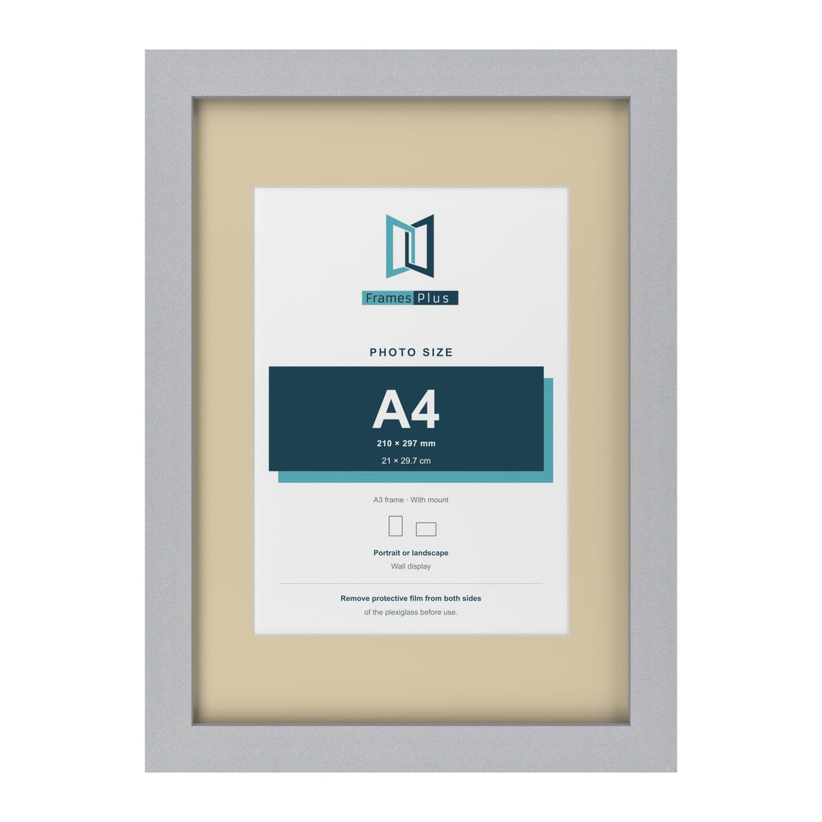 Silver A3 picture frame with an ivory mount for an A4 photo