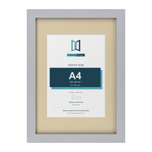 Silver A3 picture frame with an ivory mount for an A4 photo