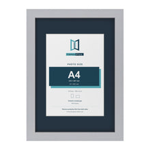 Silver A3 picture frame with a Pacific Blue mount for an A4 photo