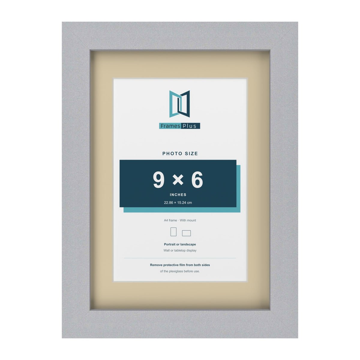 Silver A4 picture frame with an ivory mount for a 9 x 6 inch photo