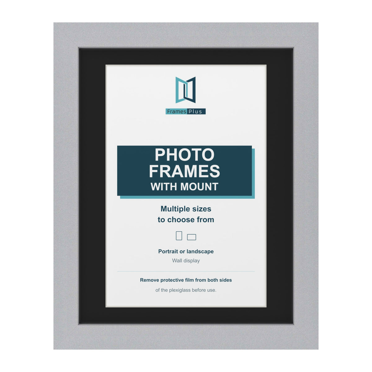 Silver picture frame with a black mount