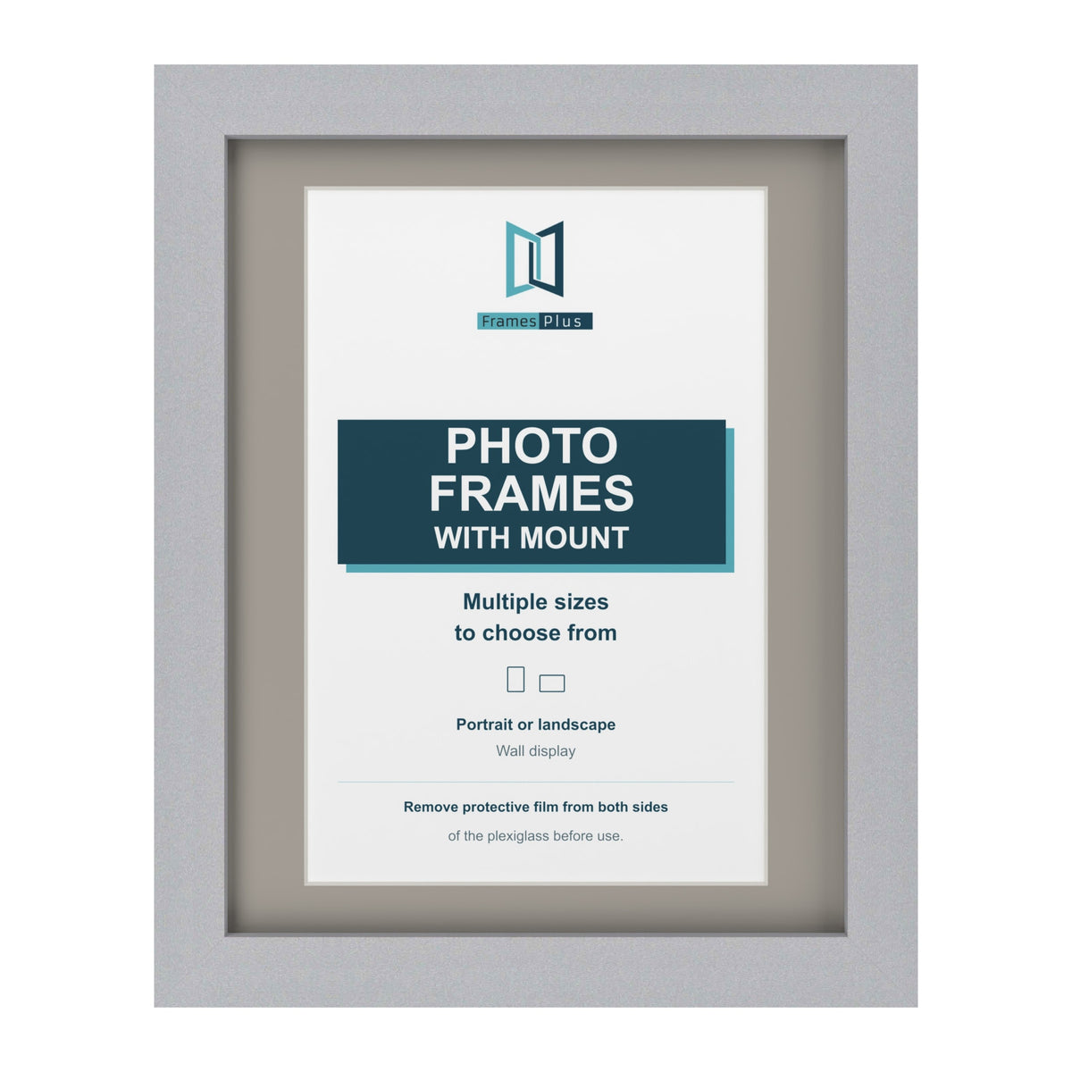 Silver picture frame with a Dawn Grey mount