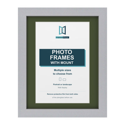 Classic Range Silver Picture, Photo & Poster Frame with Green Mount