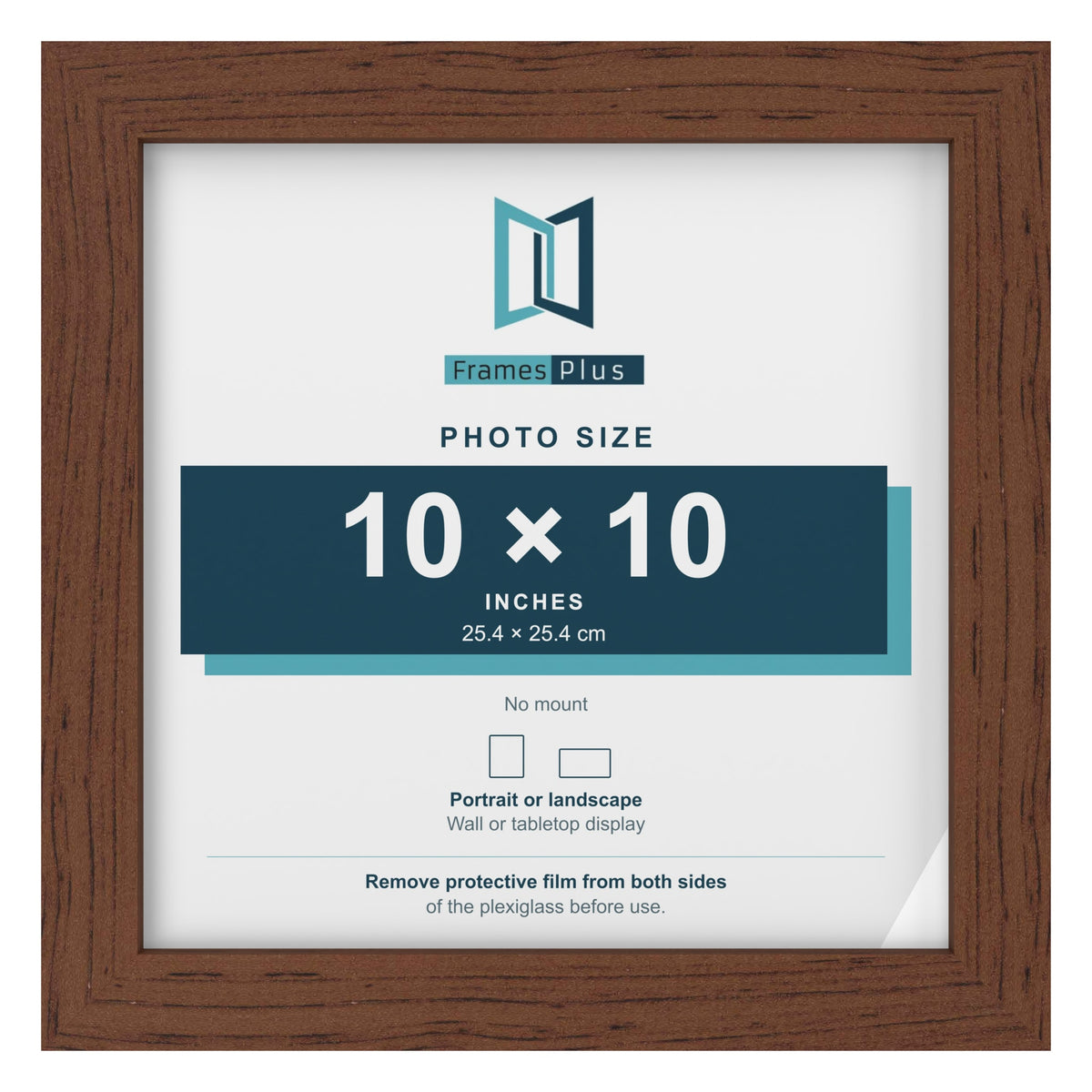 Walnut picture frame for a 10 x 10 inch photo