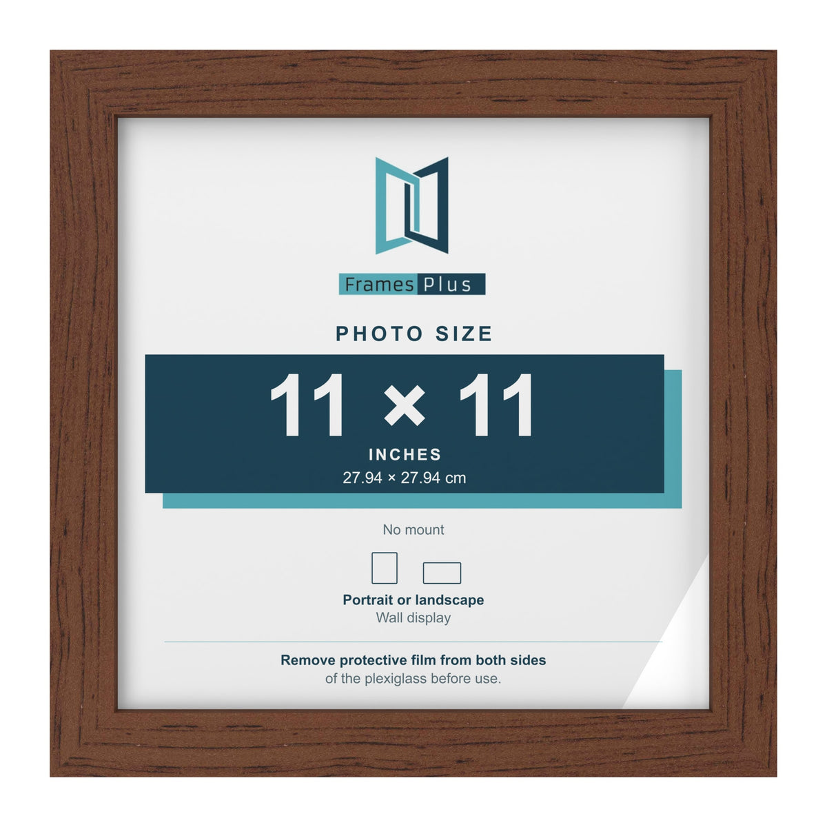 Walnut picture frame for a 11 x 11 inch photo