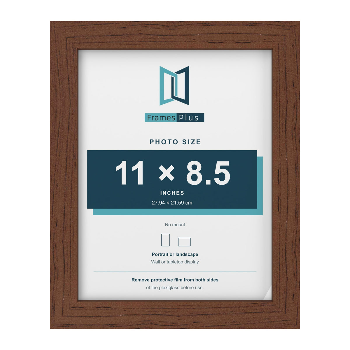 Walnut picture frame for a 11 x 8.5 inch photo