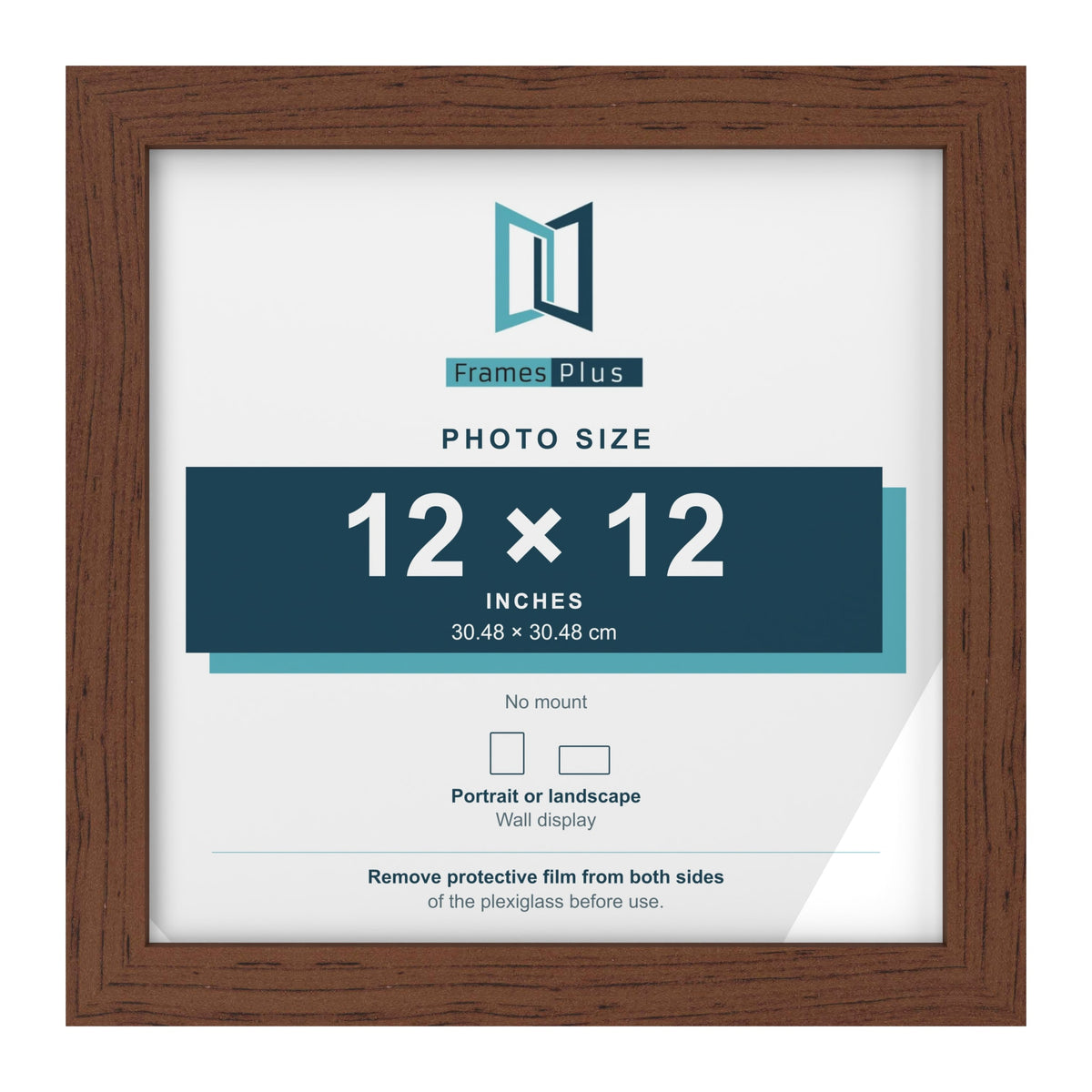 Walnut picture frame for a 12 x 12 inch photo