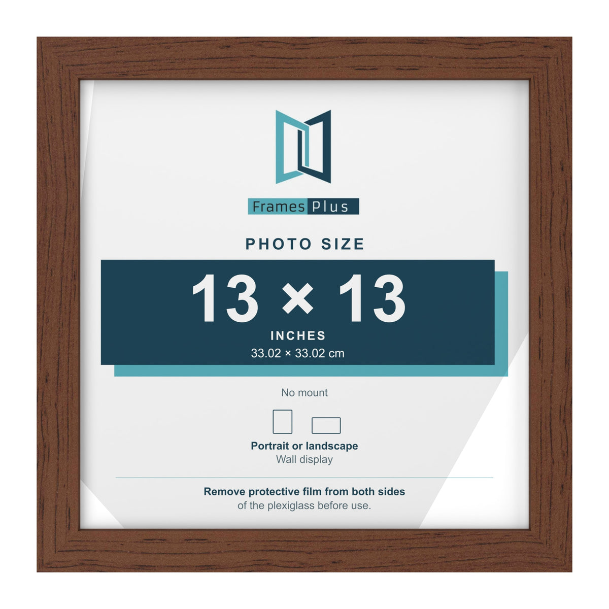 Walnut picture frame for a 13 x 13 inch photo