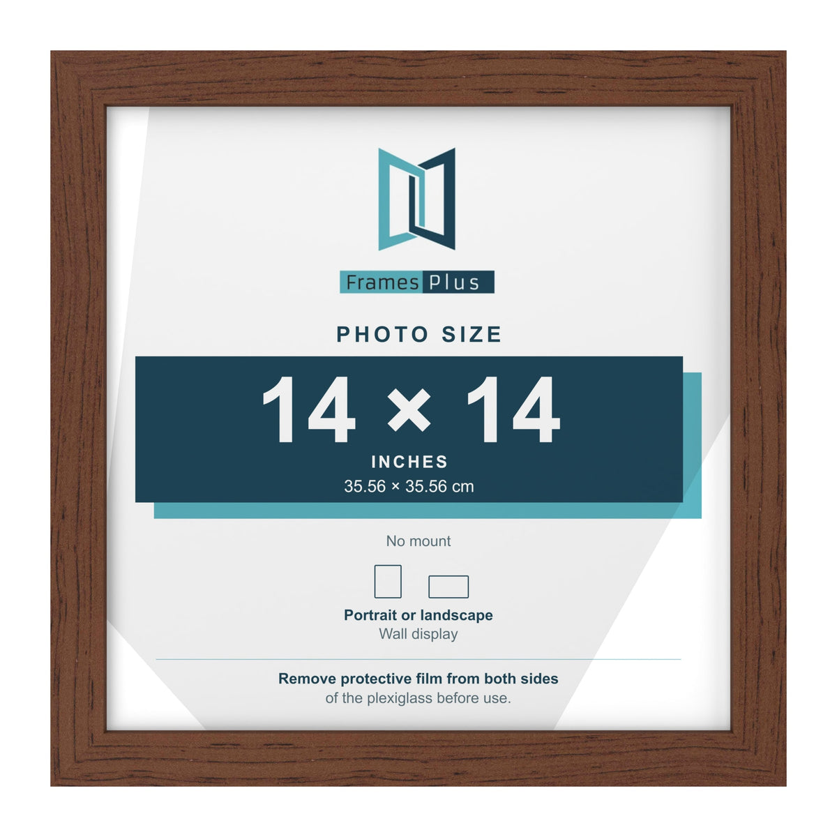 Walnut picture frame for a 14 x 14 inch photo