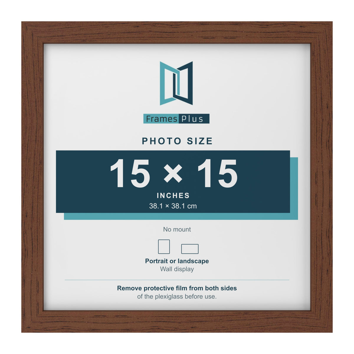 Walnut picture frame for a 15 x 15 inch photo