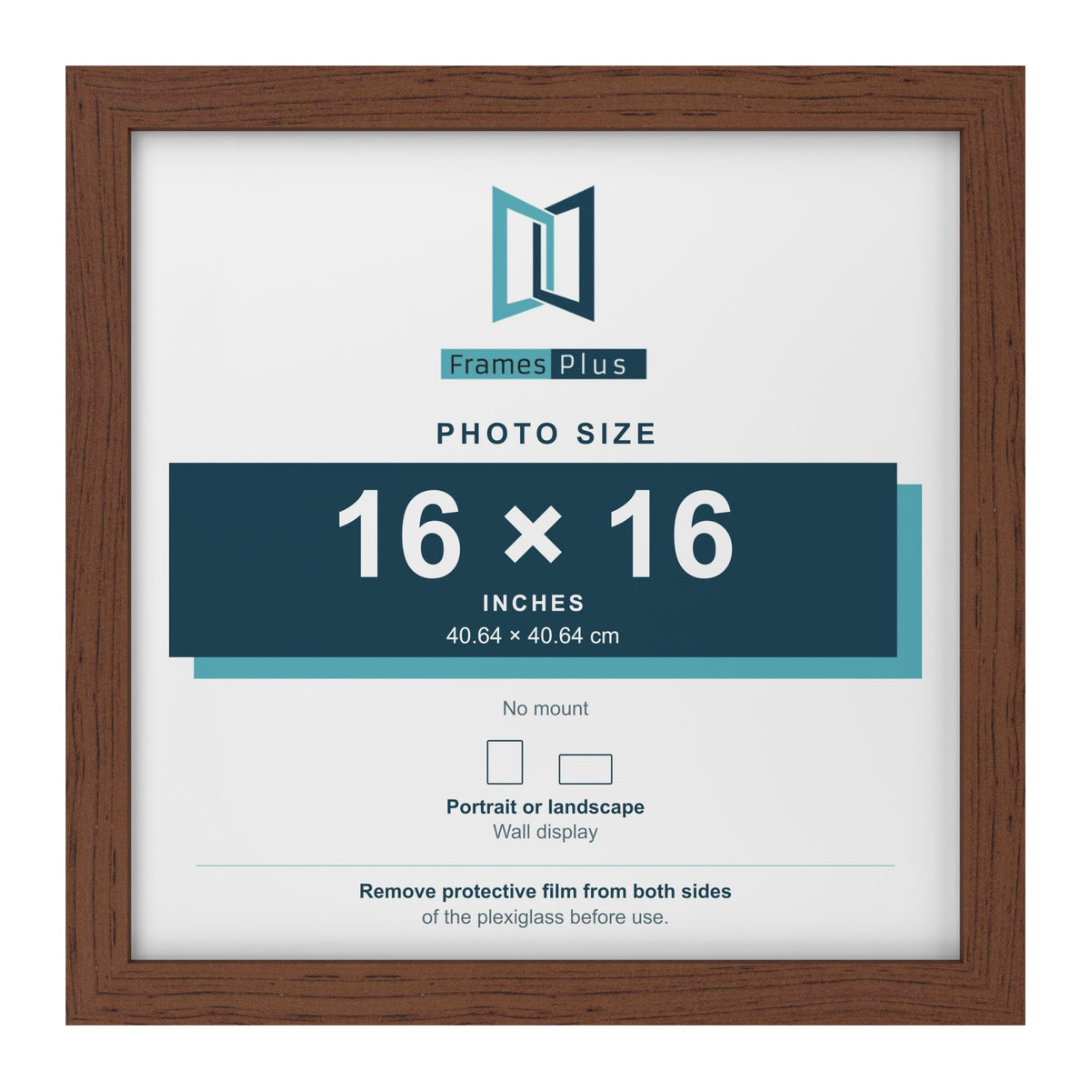 Walnut picture frame for a 16 x 16 inch photo