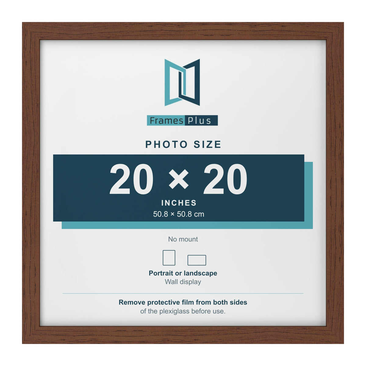 Walnut picture frame for a 20 x 20 inch photo