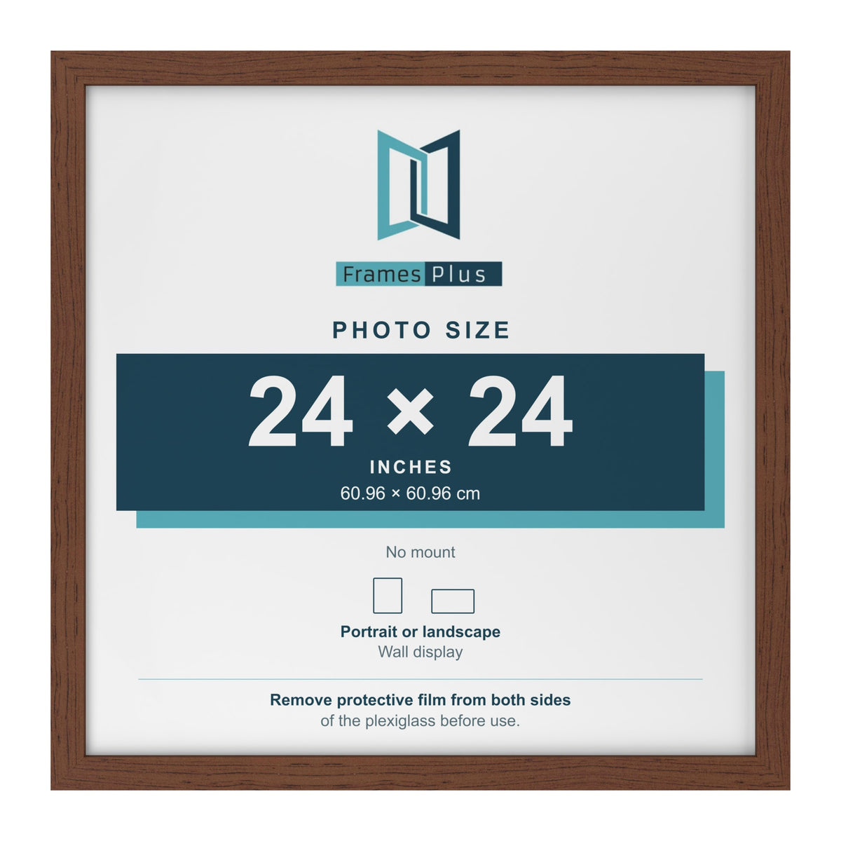 Walnut picture frame for a 24 x 24 inch photo