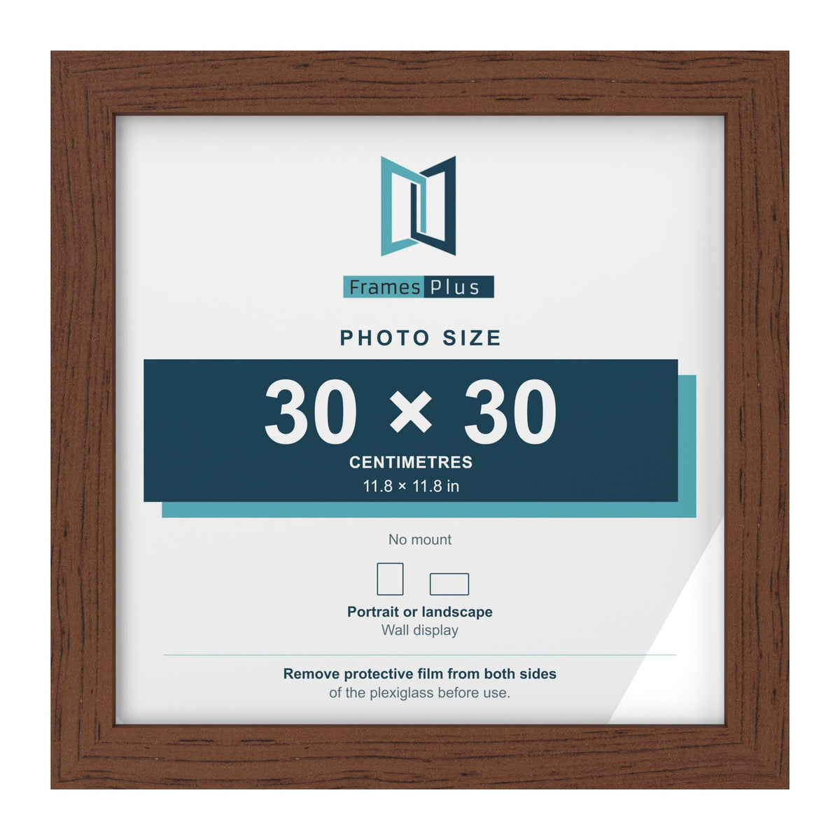 Walnut picture frame for a 30 x 30 cm photo