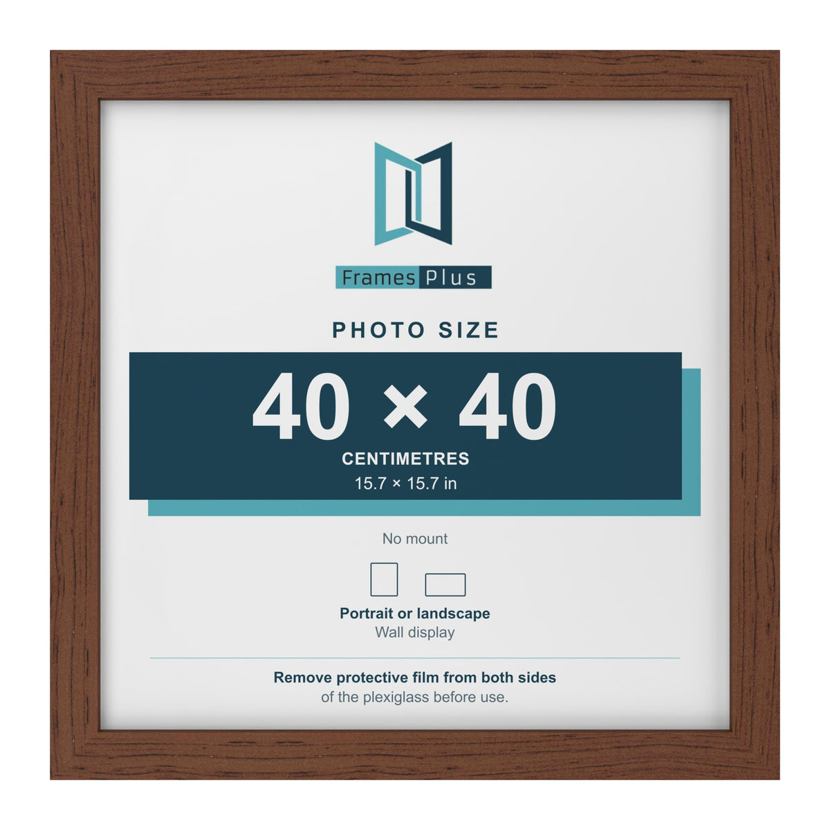 Walnut picture frame for a 40 x 40 cm photo