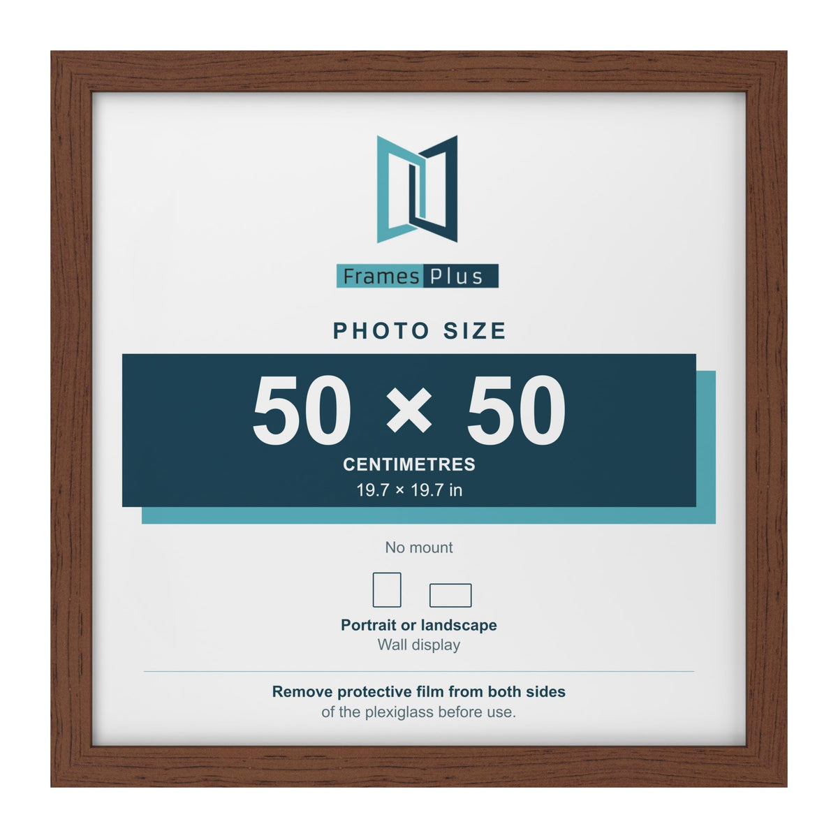 Walnut picture frame for a 50 x 50 cm photo