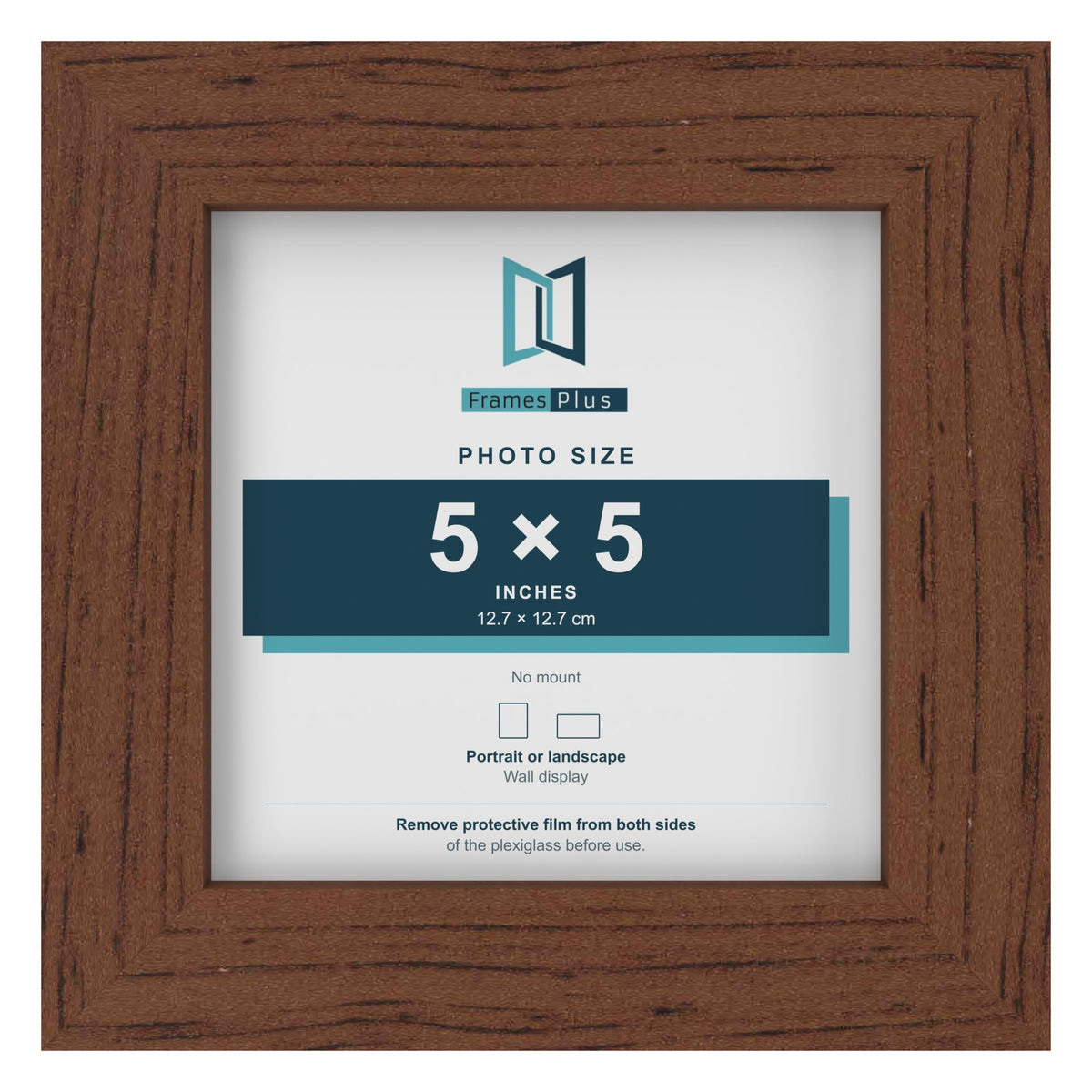 Walnut picture frame for a 5 x 5 inch photo