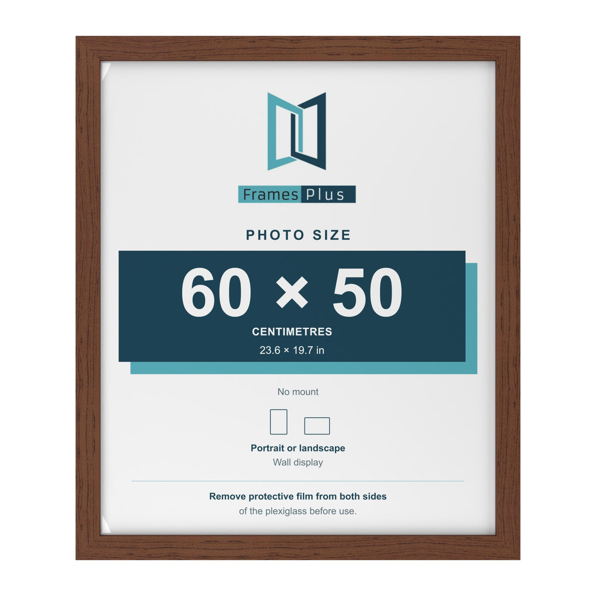 Walnut picture frame for a 60 x 50 cm photo