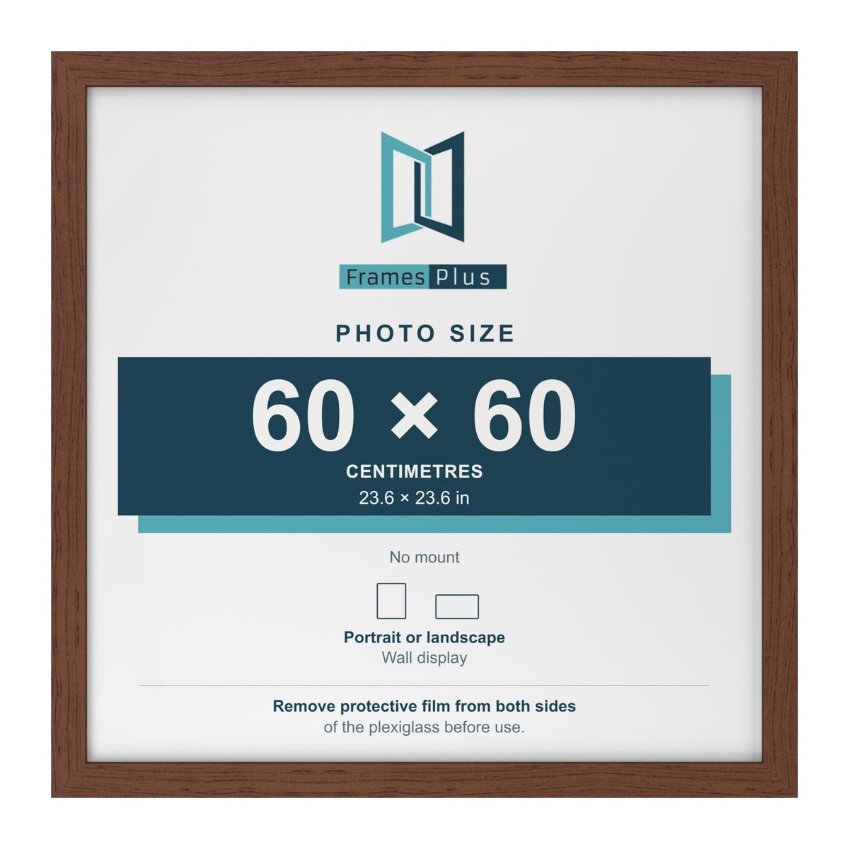 Walnut picture frame for a 60 x 60 cm photo