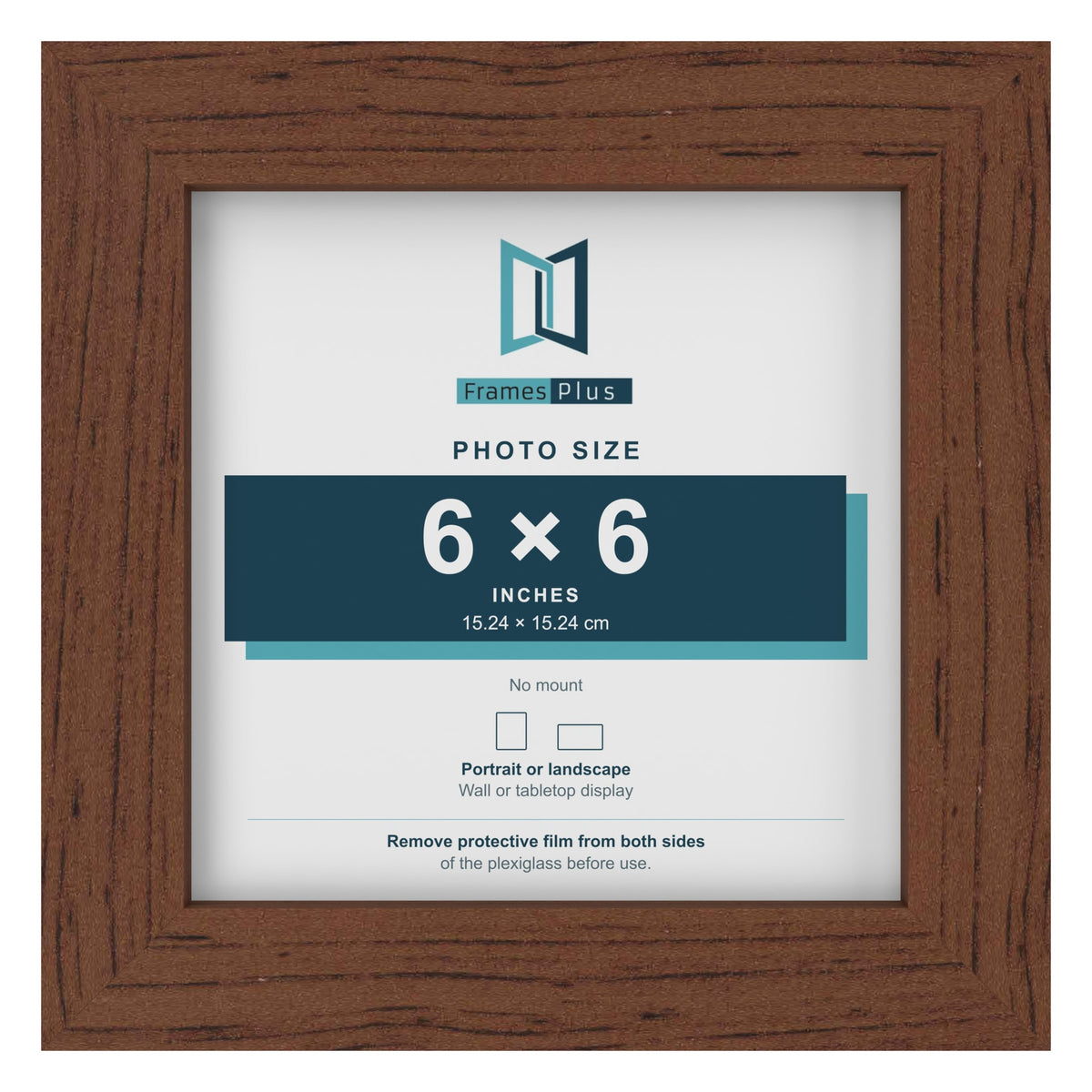 Walnut picture frame for a 6 x 6 inch photo