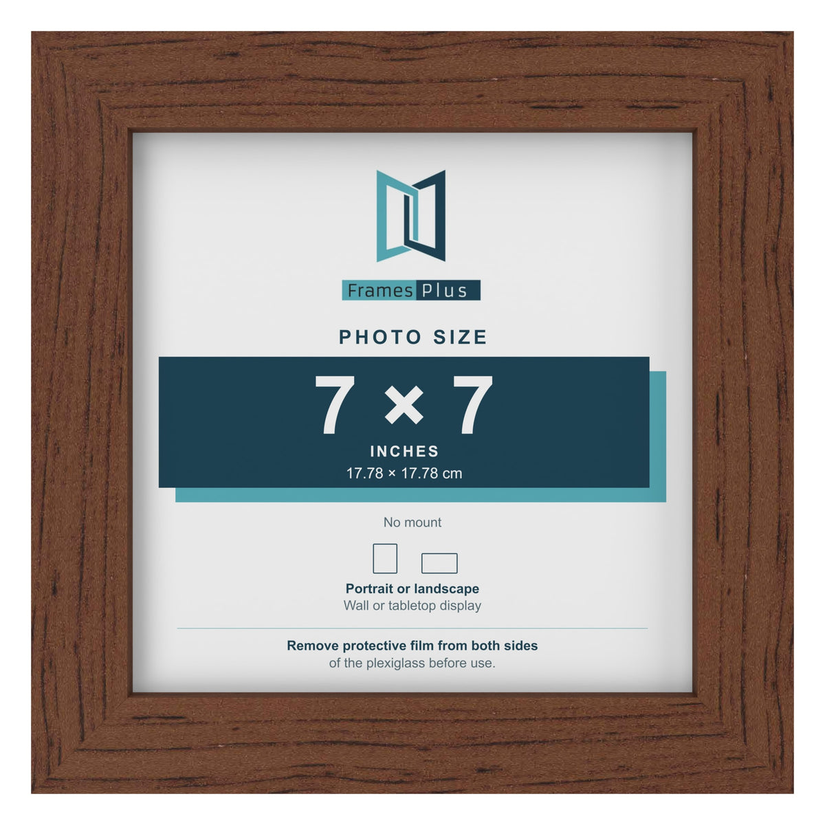 Walnut picture frame for a 7 x 7 inch photo