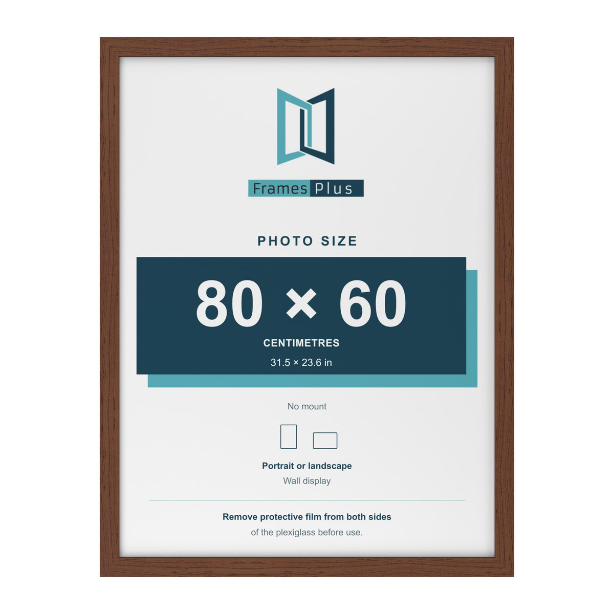 Walnut picture frame for a 80 x 60 cm photo
