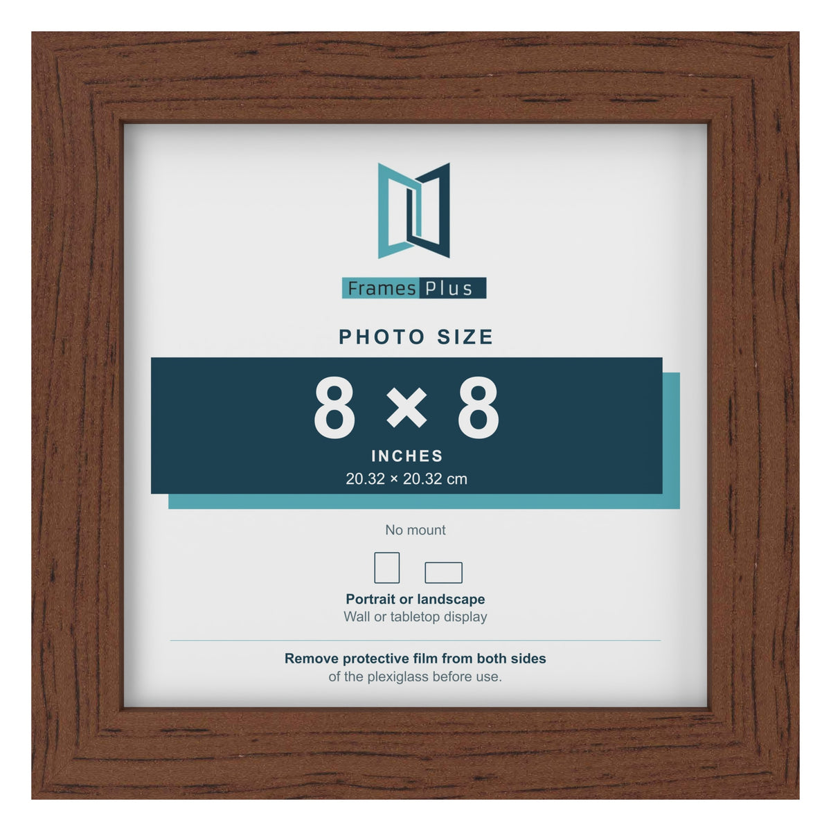 Walnut picture frame for a 8 x 8 inch photo