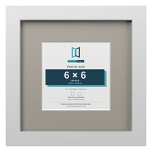 White 10 x 10 inch picture frame with a Dawn Grey mount for a 6 x 6 inch photo
