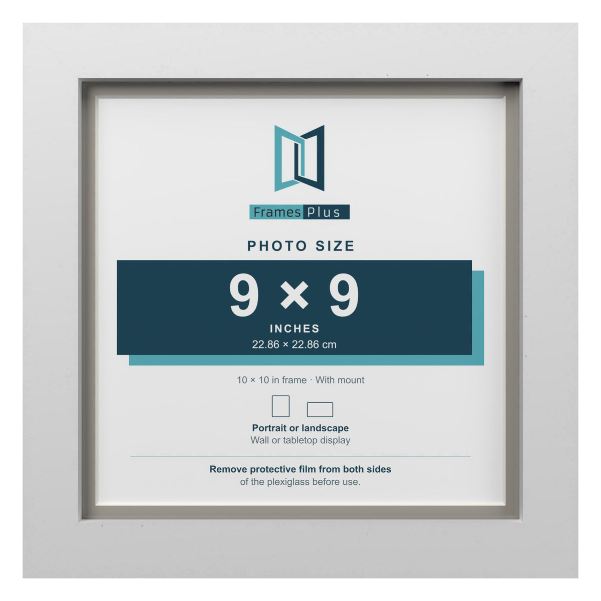 White 10 x 10 inch picture frame with a Dawn Grey mount for a 9 x 9 inch photo