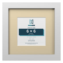 White 10 x 10 inch picture frame with an ivory mount for a 6 x 6 inch photo