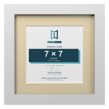 White 10 x 10 inch picture frame with an ivory mount for a 7 x 7 inch photo