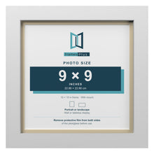 White 10 x 10 inch picture frame with an ivory mount for a 9 x 9 inch photo