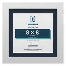 White 10 x 10 inch picture frame with a Pacific Blue mount for an 8 x 8 inch photo