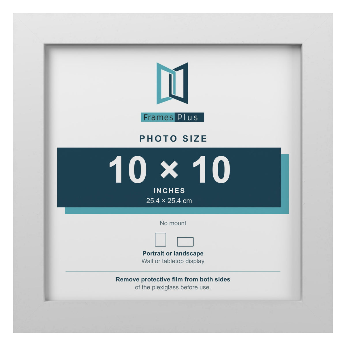 White picture frame for a 10 x 10 inch photo