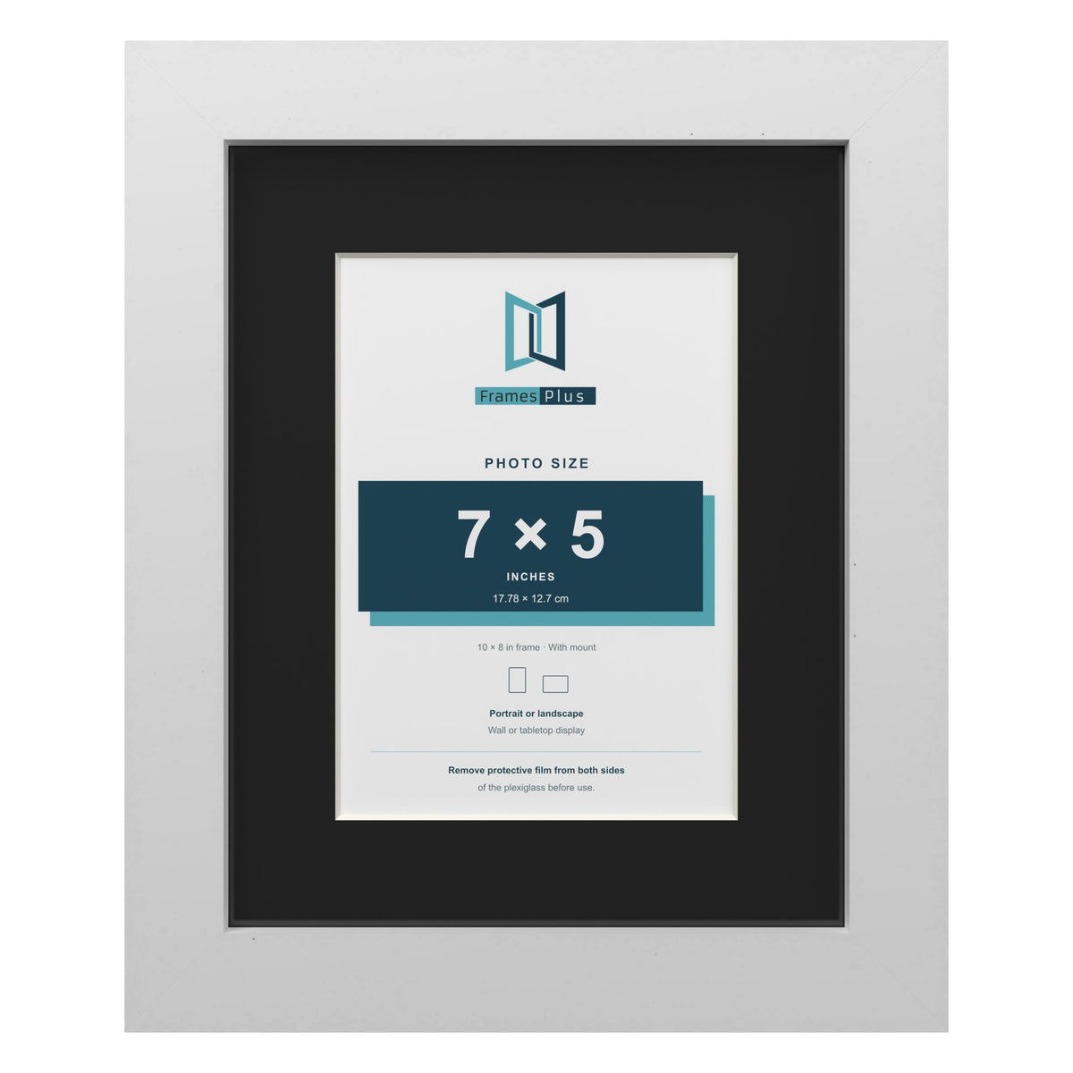 White 10 x 8 inch picture frame with a black mount for a 7 x 5 inch photo