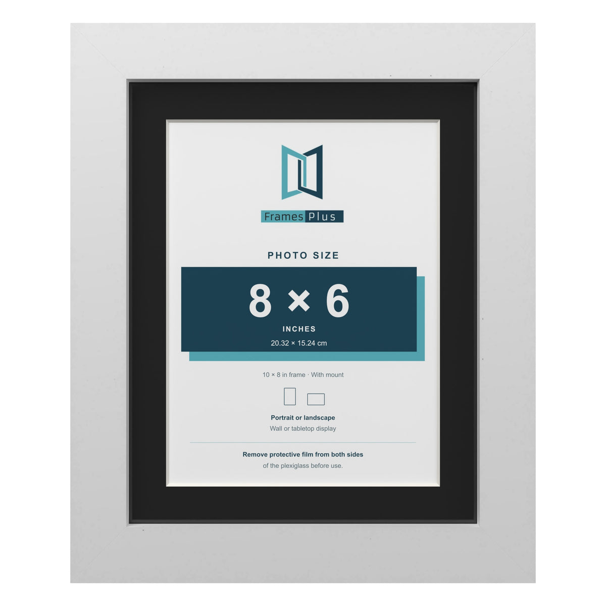 White 10 x 8 inch picture frame with a black mount for an 8 x 6 inch photo