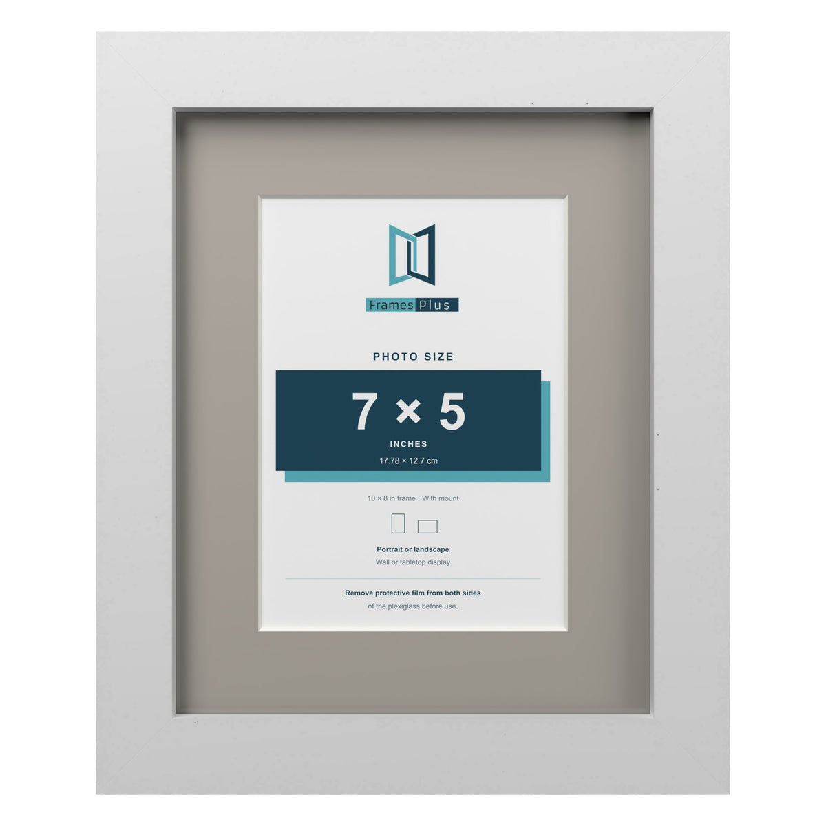 White 10 x 8 inch picture frame with a Dawn Grey mount for a 7 x 5 inch photo